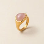 Gold Oval Gemstone Signet Rings