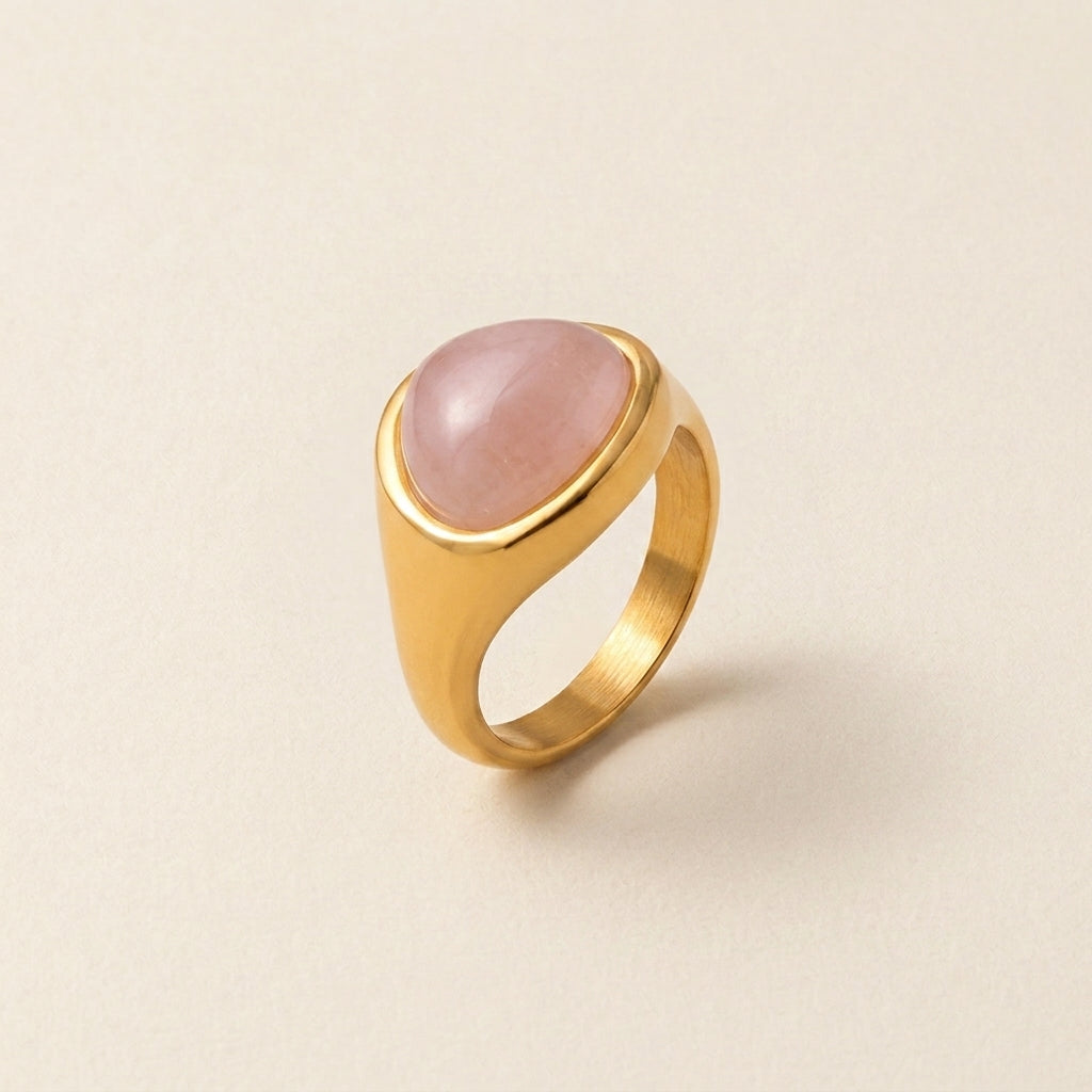 Gold Oval Gemstone Signet Rings