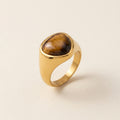 Gold Oval Gemstone Signet Rings