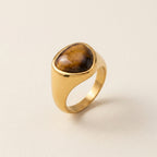 Gold Oval Gemstone Signet Rings