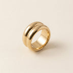 Gold Double Dome Wide Band Ring