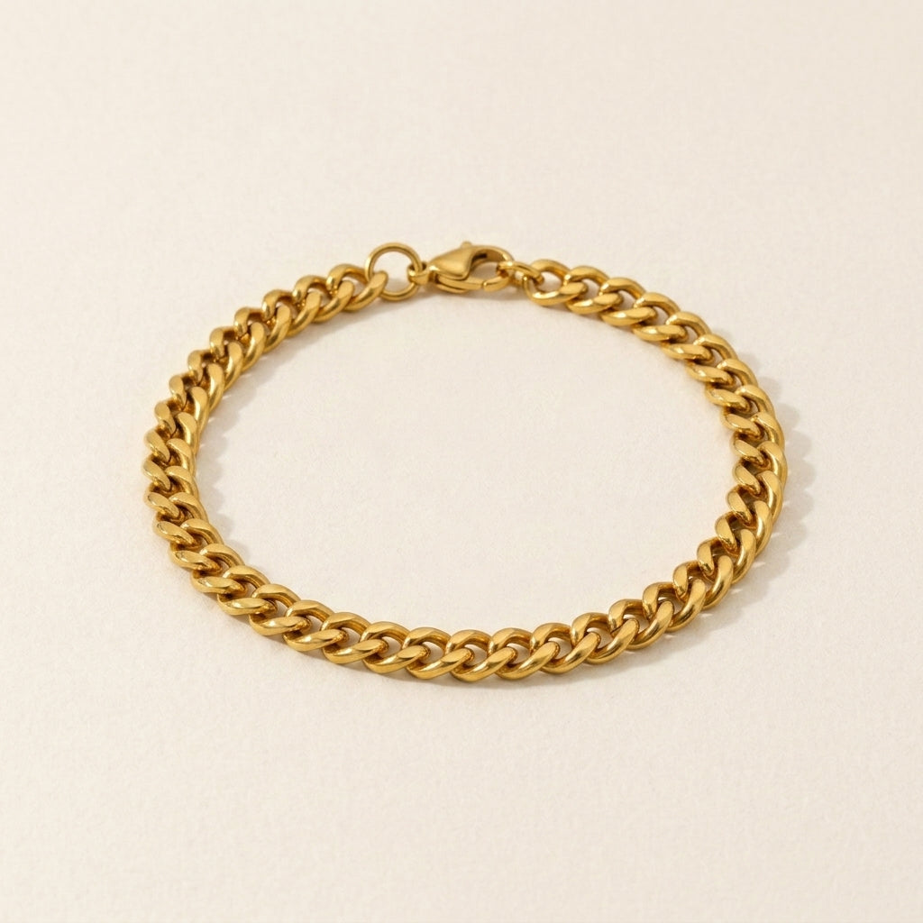 Gold Cuban Link Chain Bracelet
