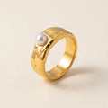 Gold Dome Pearl Ring