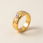 Gold Dome Pearl Ring