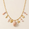 Gold Seashell Pearl Charm Necklace