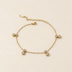 Gold Dangling Crystal Cluster Charm  Anklet