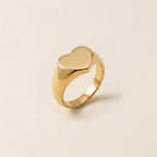 Gold Heart Signet Ring