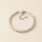 Pearl Beaded Rose Clasp Bracelet
