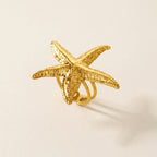 Nautical Starfish Cocktail Ring in Polished Gold