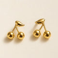 Gold Cherry Stud Earrings