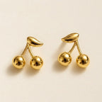 Gold Cherry Stud Earrings