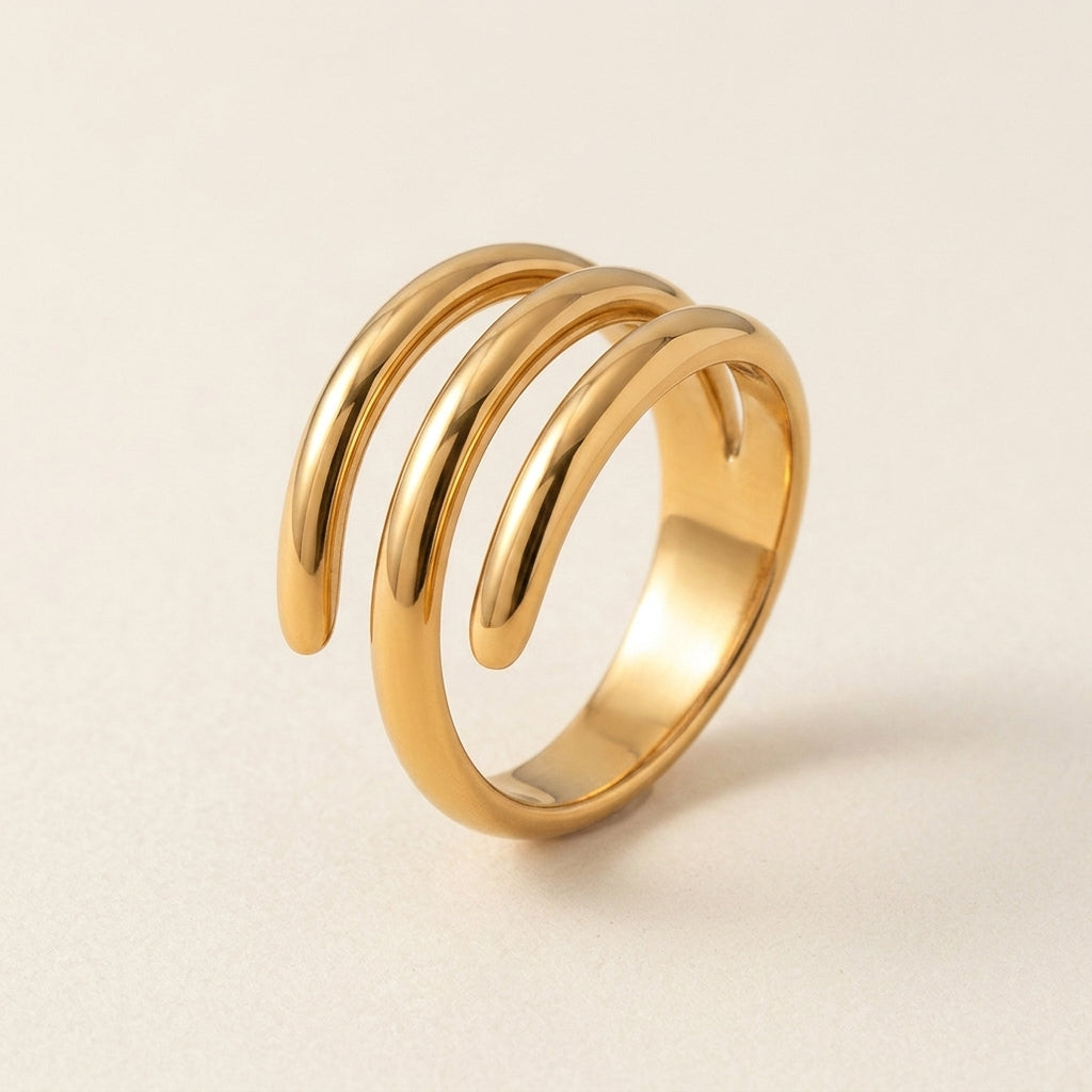 Gold Triple Wrap Coil Ring
