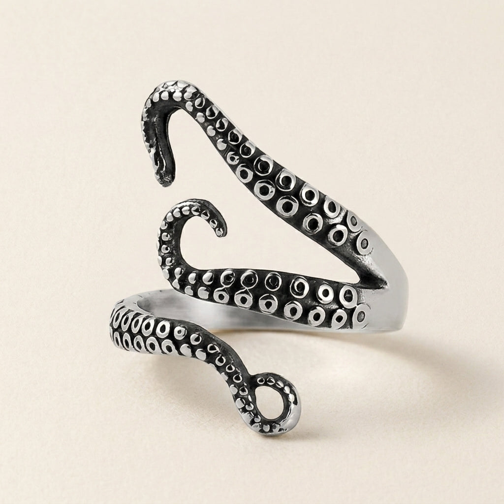 Silver Octopus Tentacle Wrap Ring