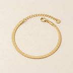 Gold Flat Herringbone Chain Bracelet
