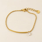 Gold Beaded Bar Crystal Charm Anclet