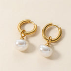 Lustre Drop Gold Huggie Earrings