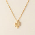 Gold Cactus Pendant Necklace