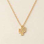 Gold Cactus Pendant Necklace