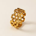 Gold Woven Link Band Ring