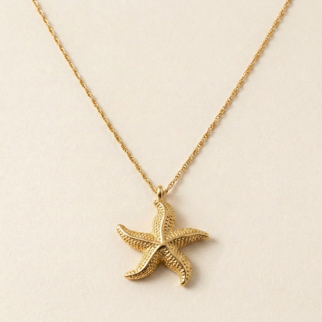 Gold Celestara Starfish Pendant Necklace