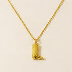 Gold Cowboy Boot Pendant Necklace