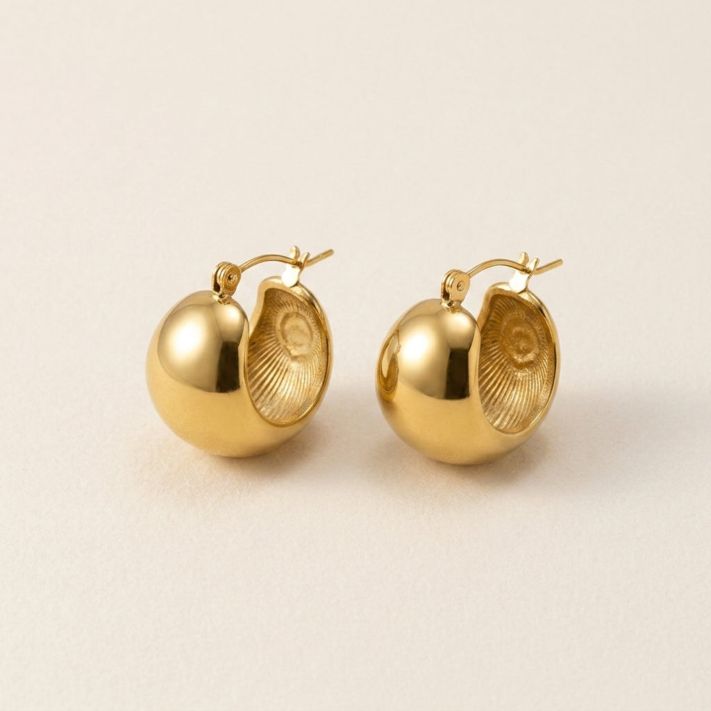 Gold Dome Hoop Earrings