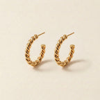 Gold Twisted Rope Hoop Earrings