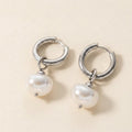 Lustre Drop Silver Huggie Earrings