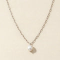 Silver Paperclip Necklace with Pearl Pendant