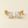 Gold Round Cut CZ Stud Earrings