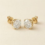 Gold Round Cut CZ Stud Earrings