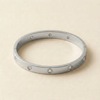 Silver Crystal-Studded Bangle Bracelet