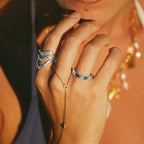 Silver Starburst Crystal Band Ring