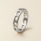 Silver Cuban Link Chain Band Ring