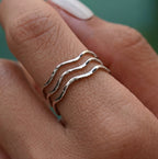 Silver Triple Wave Open Ring