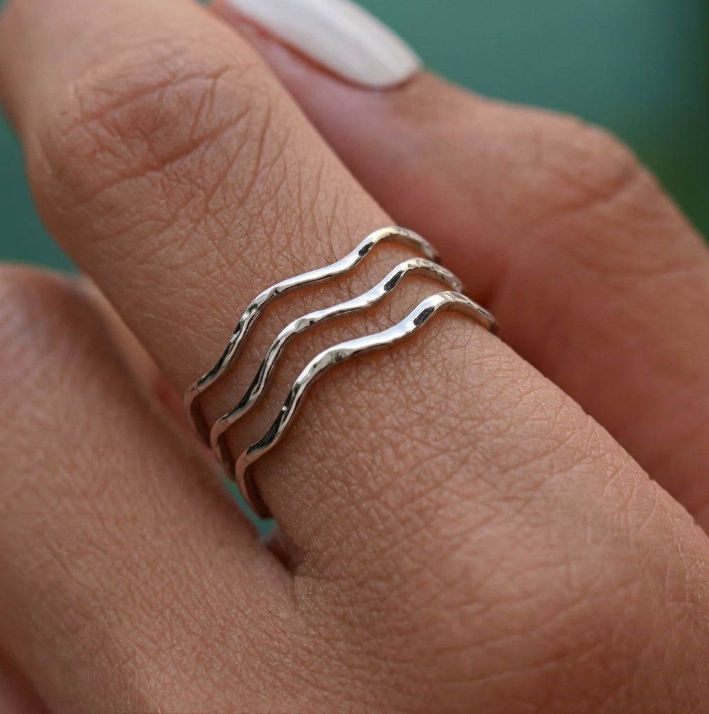 Silver Triple Wave Open Ring