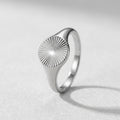Silver Sunburst Round Signet Ring