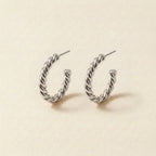 Silver Twisted Rope Hoop Earrings