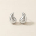 Silver Chunky Teardrop Stud Earrings