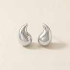 Silver Chunky Teardrop Stud Earrings