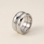 Silver Double Dome Wide Band Ring