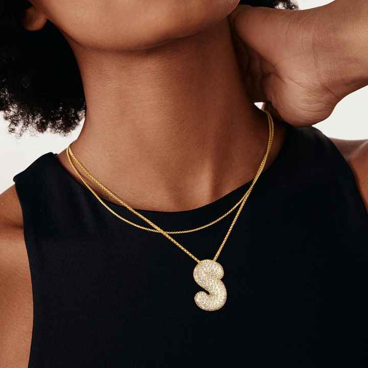 Hailey Bubble Initial Gold Necklace