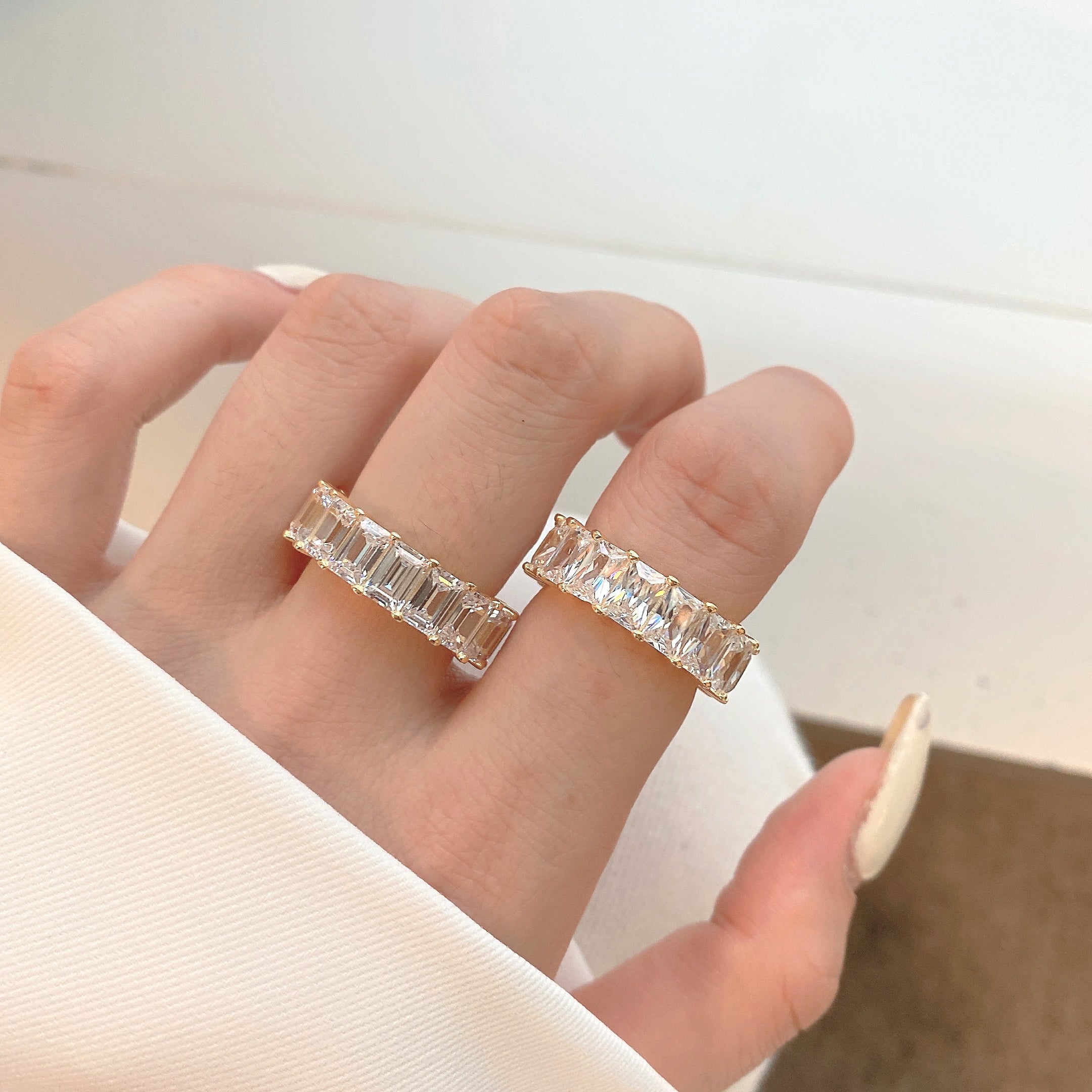 Crystal Eternity Band Gold Ring