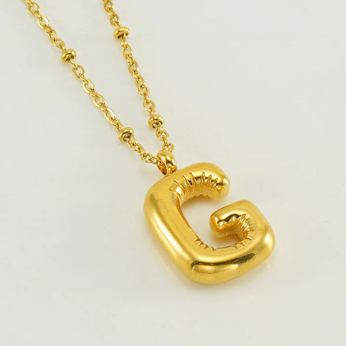 Bubble Letter Initial Necklace