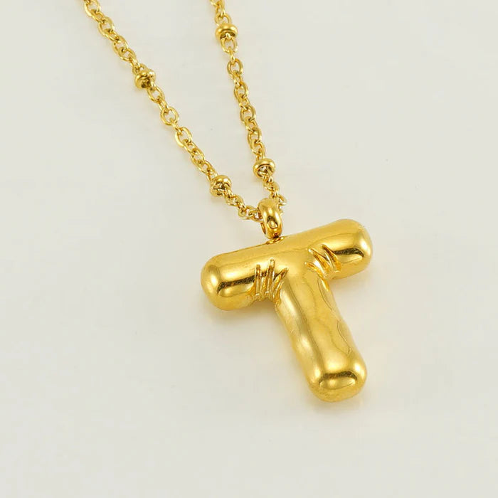 Bubble Letter Initial Necklace