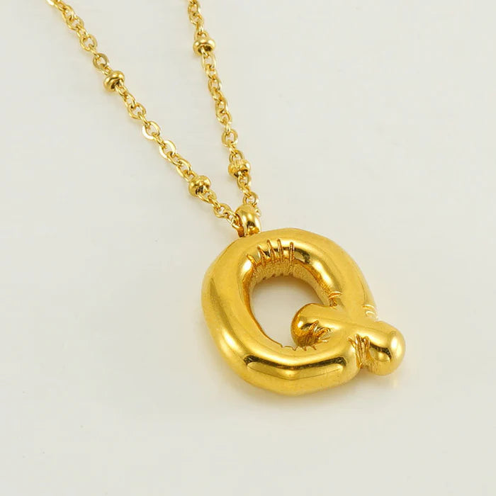 Bubble Letter Initial Necklace