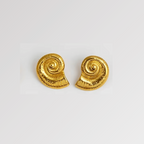 Gold Spiral Seashell Stud Earrings