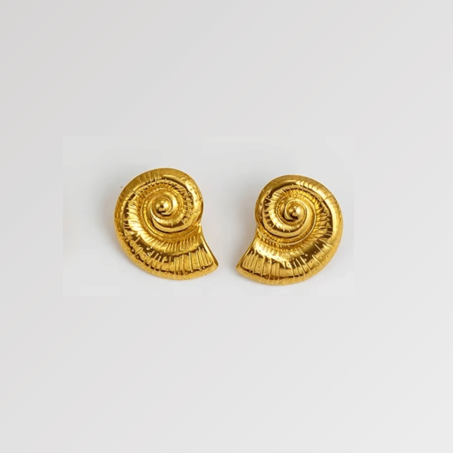 Gold Spiral Seashell Stud Earrings