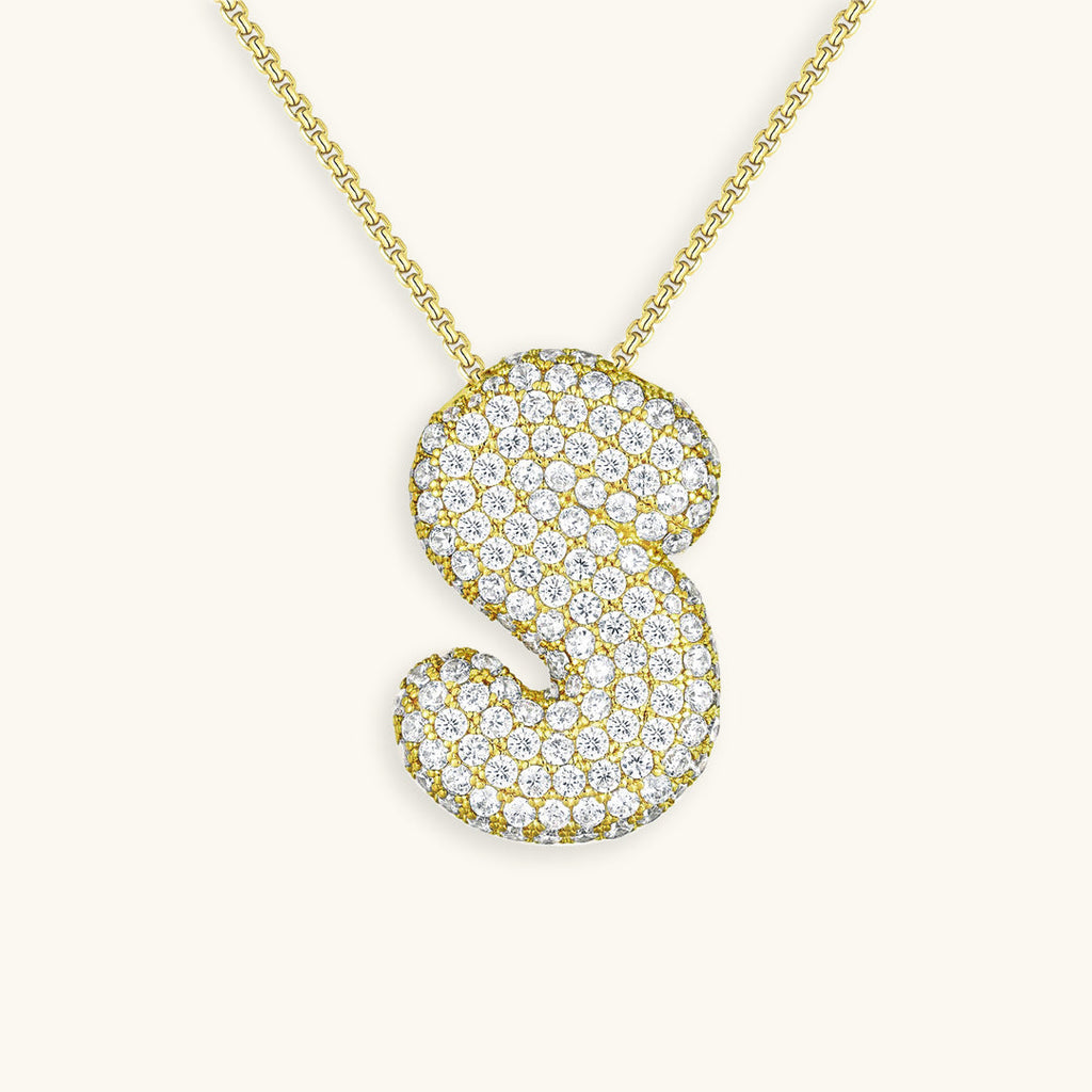 Hailey Bubble Initial Gold Necklace