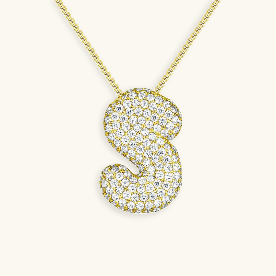 Hailey Bubble Initial Gold Necklace